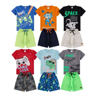 Conjunto 12 Peças Infantil com 6 Camisetas e 6 Shorts