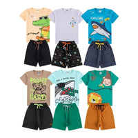 Conjunto 12 Peças Infantil com 6 Camisetas e 6 Shorts