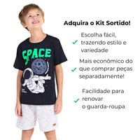 Conjunto 12 Peças Infantil com 6 Camisetas e 6 Shorts